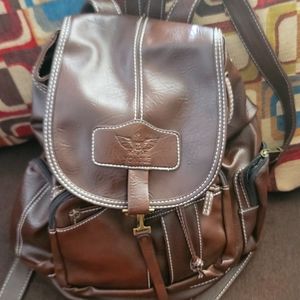Yongle Brown Leather-like Backpack